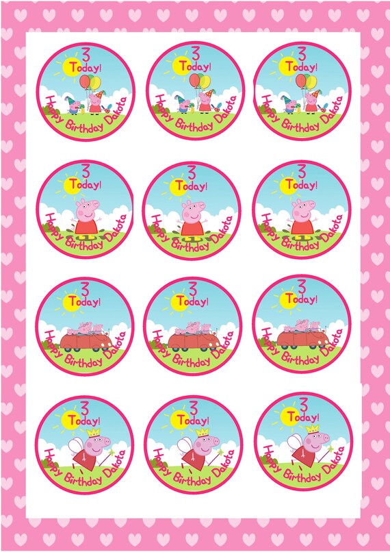 Peppa Pig And Family Personalised Cake Topper 7.5/" Edible Wafer Paper Birthday/'s