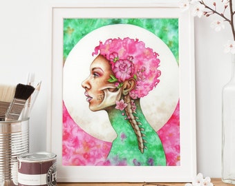 Surrealism | 10x8 Giclee Print | Psychedelic | Watercolour Portrait | Anatomy Art