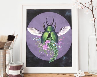 Beetle Wall Art | 10x8 Giclee Print | Dark Academia | Whimsigoth