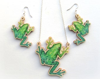 Frog necklace earrings Bundle Frog gifts set Frog charm Goblincore