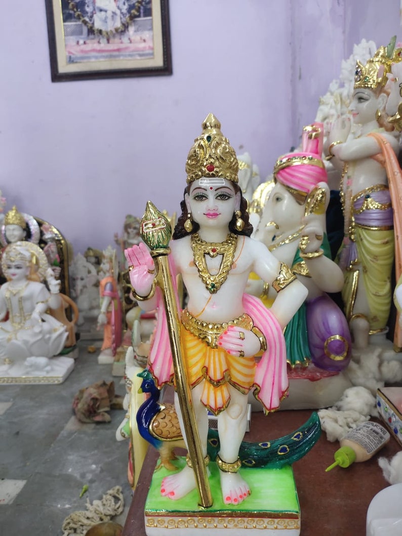 White Marble 18 Murugan God Statue Tamil Hindu Idol Etsy