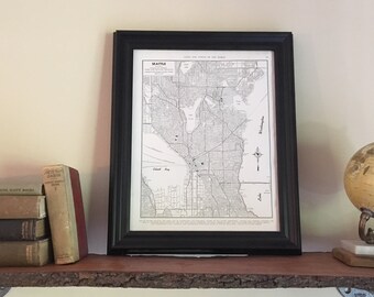 Vintage Seattle Map // 1943 Original Framed Map of Seattle // Vintage Seattle Map // Seattle Gift // Seattle Wall Art // Vintage Seattle