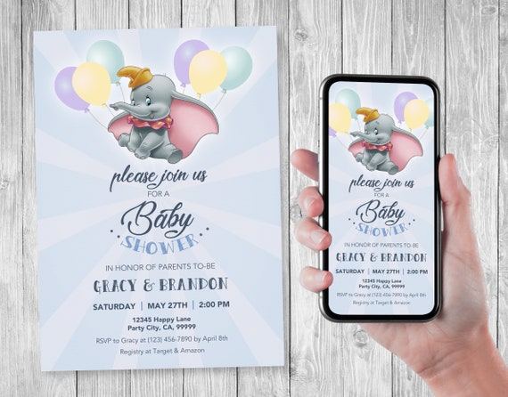 Dumbo baby cheap shower invitations