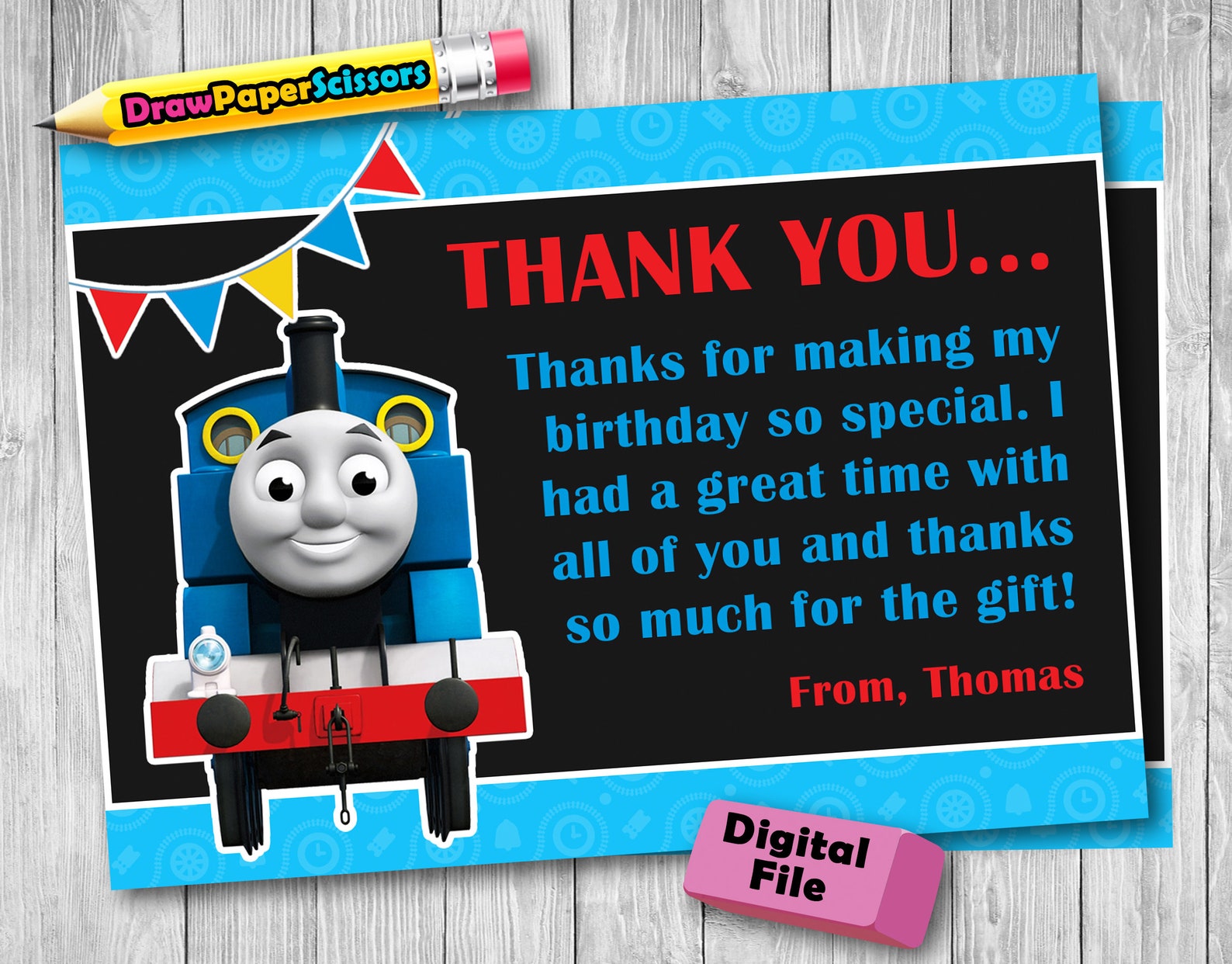 Thomas the Train Birthday Invitation digital Download Thomas the Train