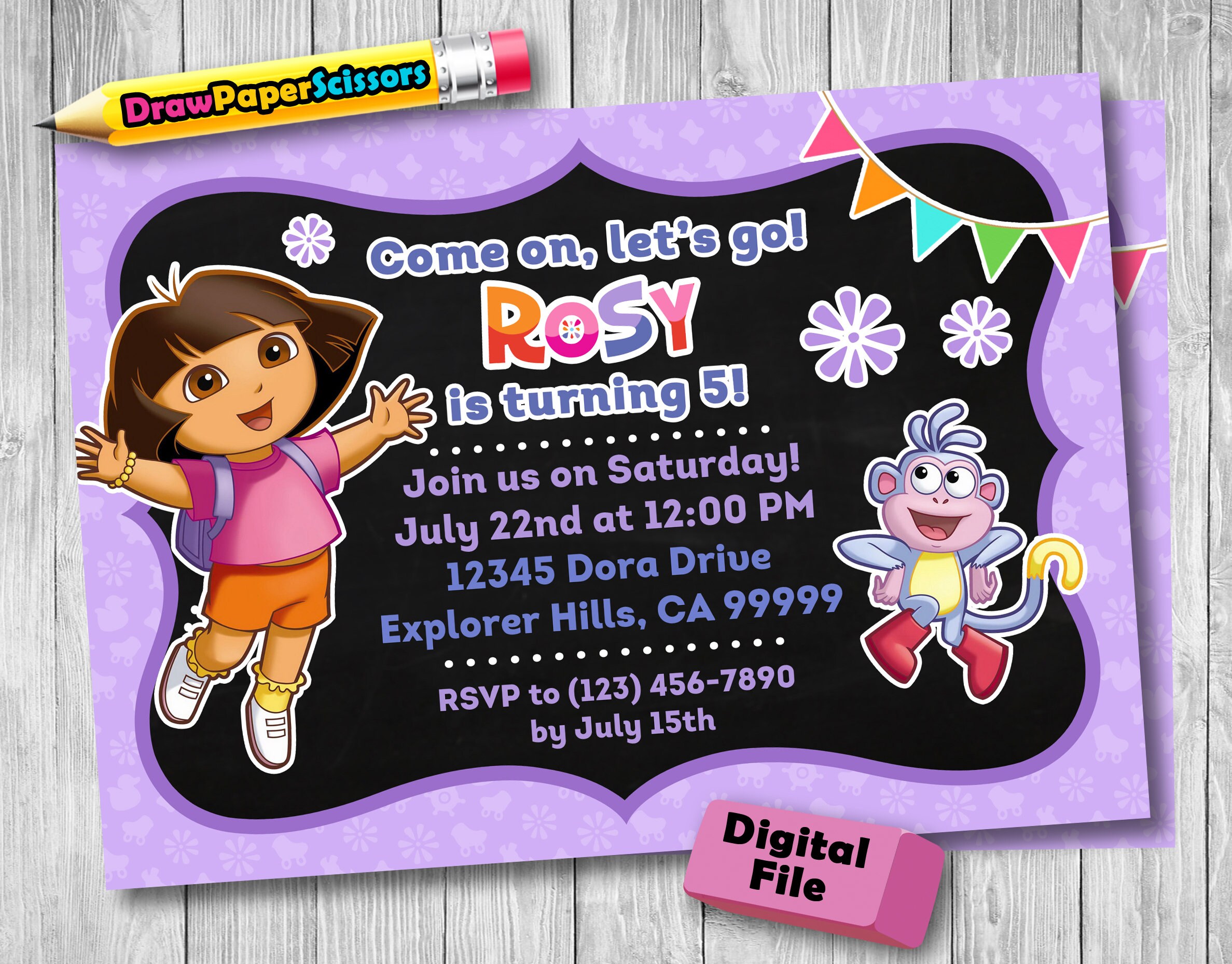 Dora the Explorer Birthday Invitation digital Download - Etsy