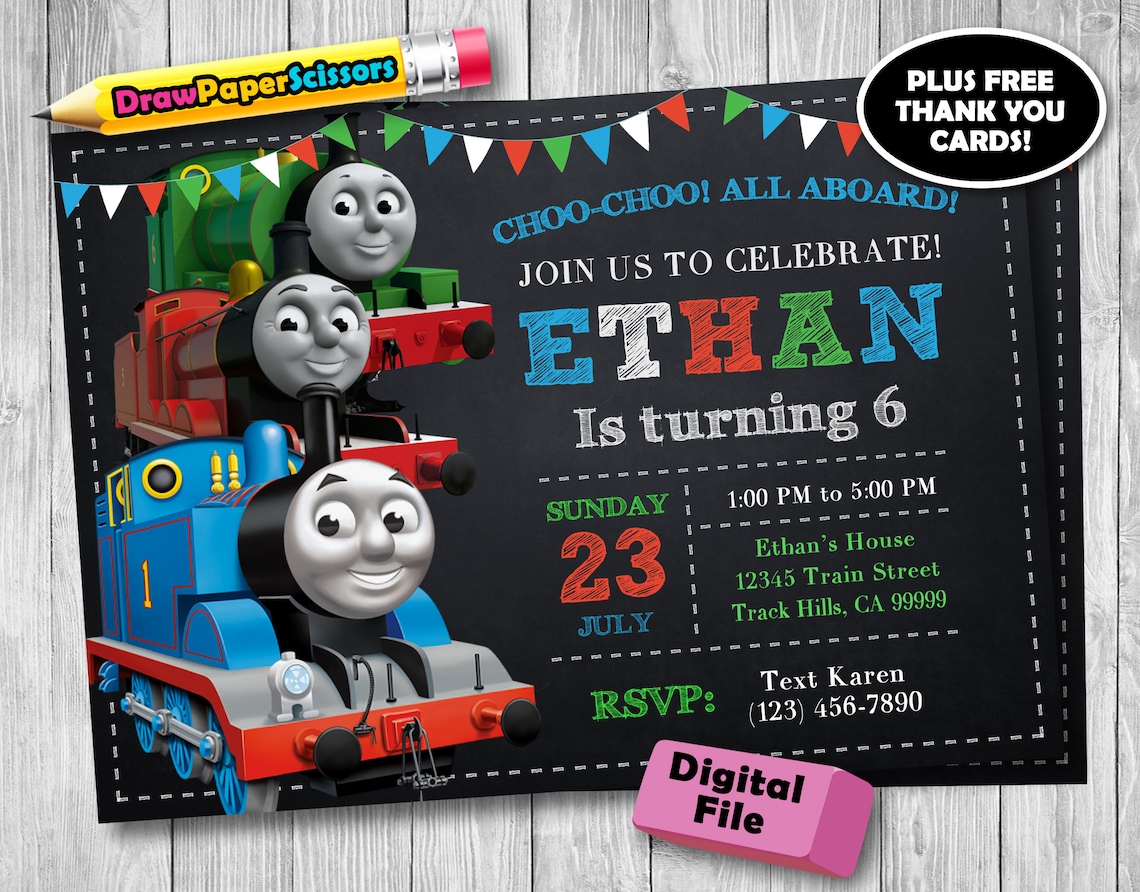Thomas the Train Birthday Invitation digital Download Etsy Canada