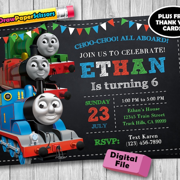 Thomas the Train Birthday Invitation (Digital Download) - Thomas the Train Invitation, Thomas and Friends Invitation, Thomas the Train