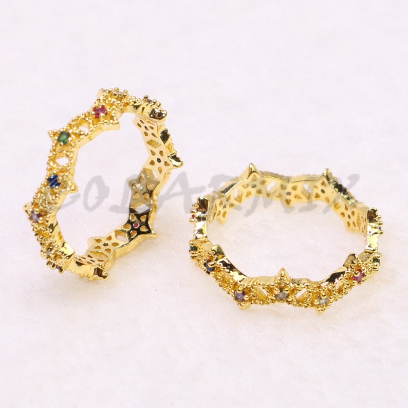 rainbow rings for women 5333 4-8 pieces rainbow zircon rings,Nodule ring,gold plated rings\uff0cmix colors rings for women