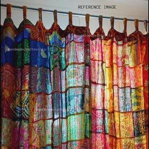 Rideau Kantha vintage : jeté en patchwork de coton fait main pour le salon et la salle à manger