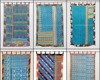 Recycled vintage Bohemian Fushion curtain Indian curtain  Reversible Handmade Kantha Curtain