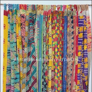 Curtain - Handmade Floral Fusion   Curtains,Kantha Quilt Curtain,shower curtain,Door Old Cotton Curtain 90X54 Inch
