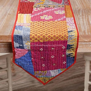 Table Runner - Indian Handmade Table Runner, Patchwork 16X72 Dining Table Cloth Kantha Quilt Throw Decorative table runners, Christmas Gift
