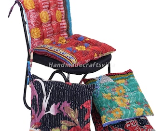 Coussin d'assise de chaise souple Kantha vintage assorti, fait main, salle à manger, lit, chambre, jardin, coussin de tapis de cuisine, coussin d'assise 38 x 38 cm (15 x 15 po.) 1