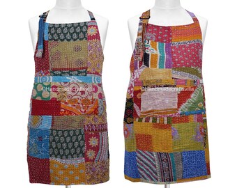 Set of 2 Pcs Kitchen Line Patchwork apron,Cotton Apron,Women's Apron, Vintage kantha handmade cotton Floral  apron,