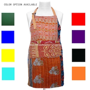 Apron - Vintage Kantha  handmade cotton quilted Patchwork Apron Indian  Kitchen apron 1 Piece