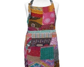 Vintage kantha bohemian handmade 100% Cotton women's Apron , Gift for Mother , Kitchen patchwork Apron