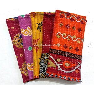 Vintage Kantha Kitchen Towel Set of 5 Pcs : Recycled Cotton Fabric Handmade Towels