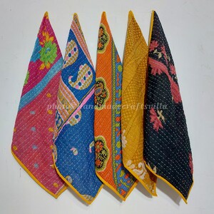 Mixed Assorted 5 Pcs Vintage Kantha towel,Handmade Colorful towel,Tea towel,Patchwork towel Kitchen towel, Soft towel, Cotton towel, image 4