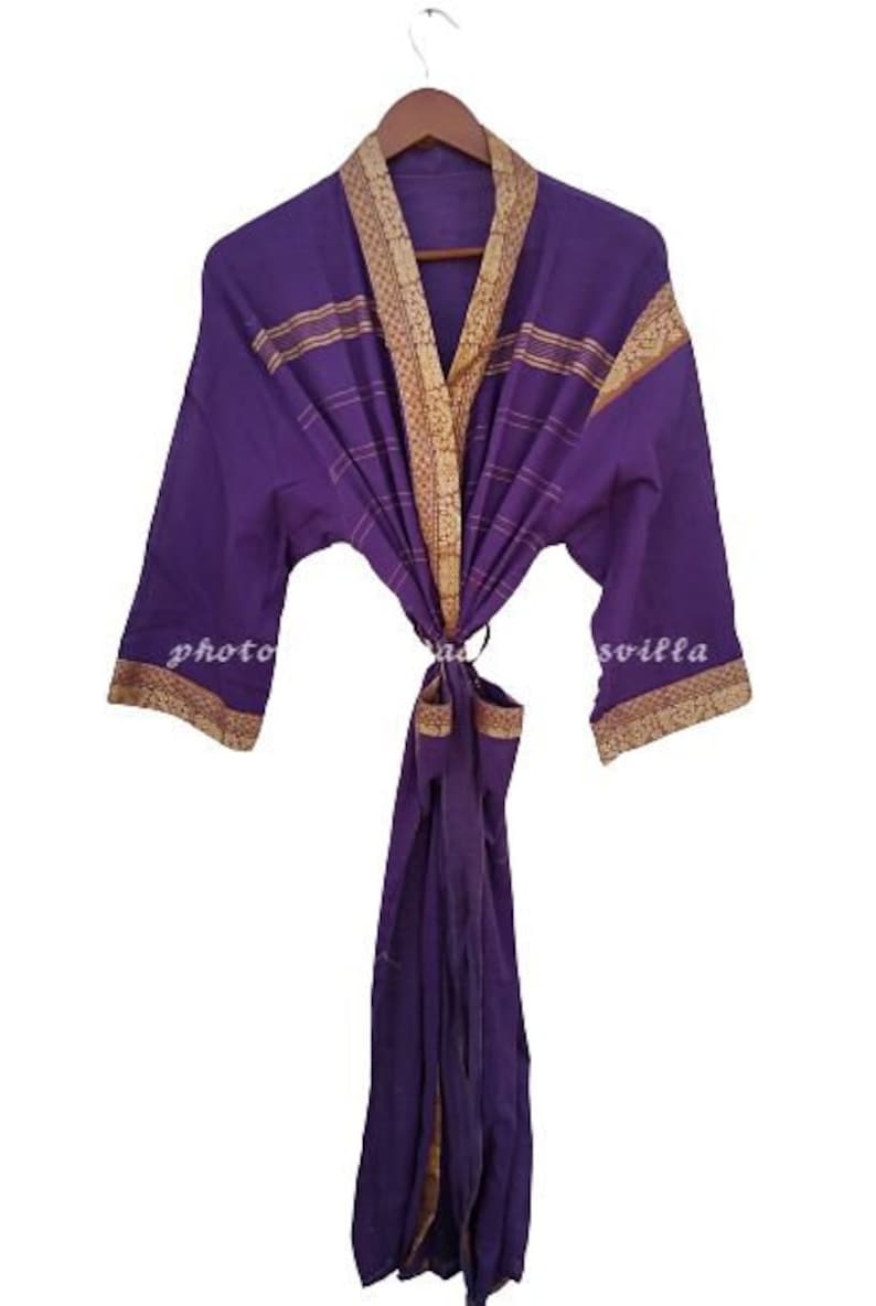 Kimono Robes mixed silk and cotton robe Beach Cover robes kimono Women Dressing,Gown Long kimono Sleepwear Beach Bathrobe