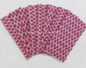 20 Pcs Hand block Printed Pink Napkin 100% Cotton Cloth Napkins Eco Friendly Reusable Cocktail Zero Waste Unpaper Kids Cloth Napkins 14x14"
