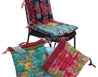 Vintage Kantha handmade Soft Patchwork chair seat pad dining bed room garden kitchen mat cushion Seat Pad, 15x 15 inch (38x38 cm)