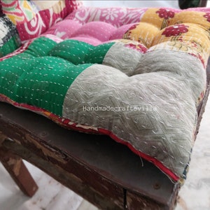Kantha handmade Soft chair seat pad dining bed room garden kitchen mat cushion Seat Pad Rocking Chair Pad Garden Bench Cushion Pad 1 Piece image 5