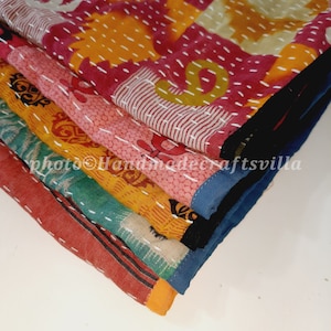 Mixed Assorted 5  Pcs Vintage Kantha towel,Handmade Colorful towel,Tea towel,Patchwork towel Kitchen towel, Soft towel, Cotton towel,