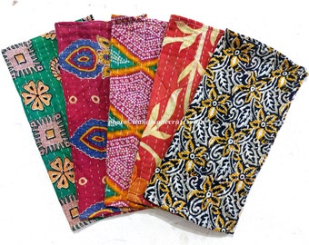 5 Stück Vintage Kantha Geschirrtücher: Handgefertigte Geschirrhandtücher (50 x 64 cm)