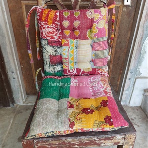 Kantha handmade Soft chair seat pad dining bed room garden kitchen mat cushion Seat Pad Rocking Chair Pad Garden Bench Cushion Pad 1 Piece image 6