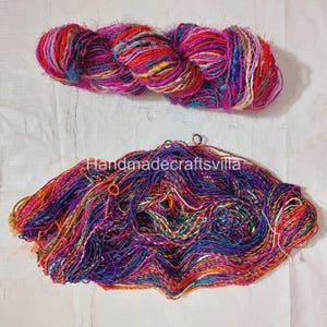 Multicolor Sari Silk Yarn: Recycled Silk Waste, 30 Meter Lot