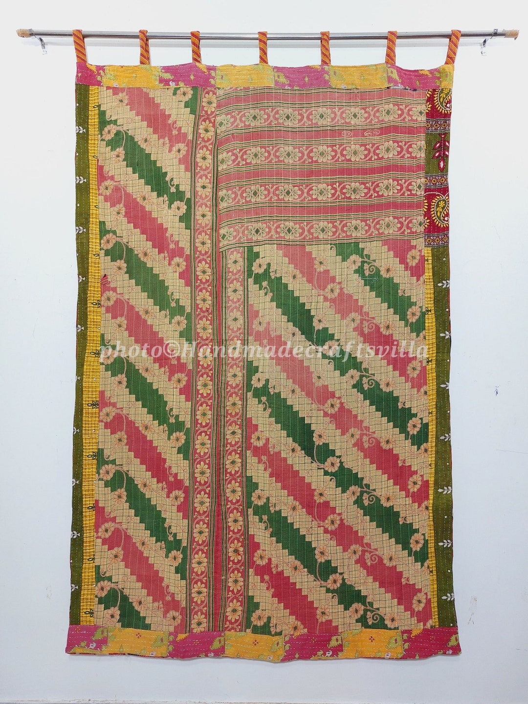 Recycled Cotton Quilt Curtain Vintage Kantha Fusion Cotton Curtain