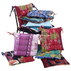 Mixed Assorted Kantha handmade Soft chair seat pad dining bed room garden kitchen mat cushion Seat Pad, 15x 15 inch (38x38 cm)