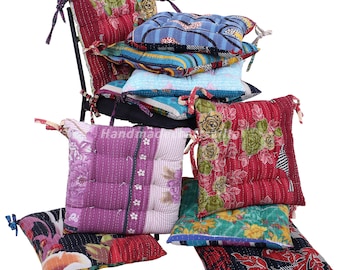 Mixed Assorted Kantha handmade Soft chair seat pad dining bed room garden kitchen mat cushion Seat Pad, 15x 15 inch (38x38 cm)