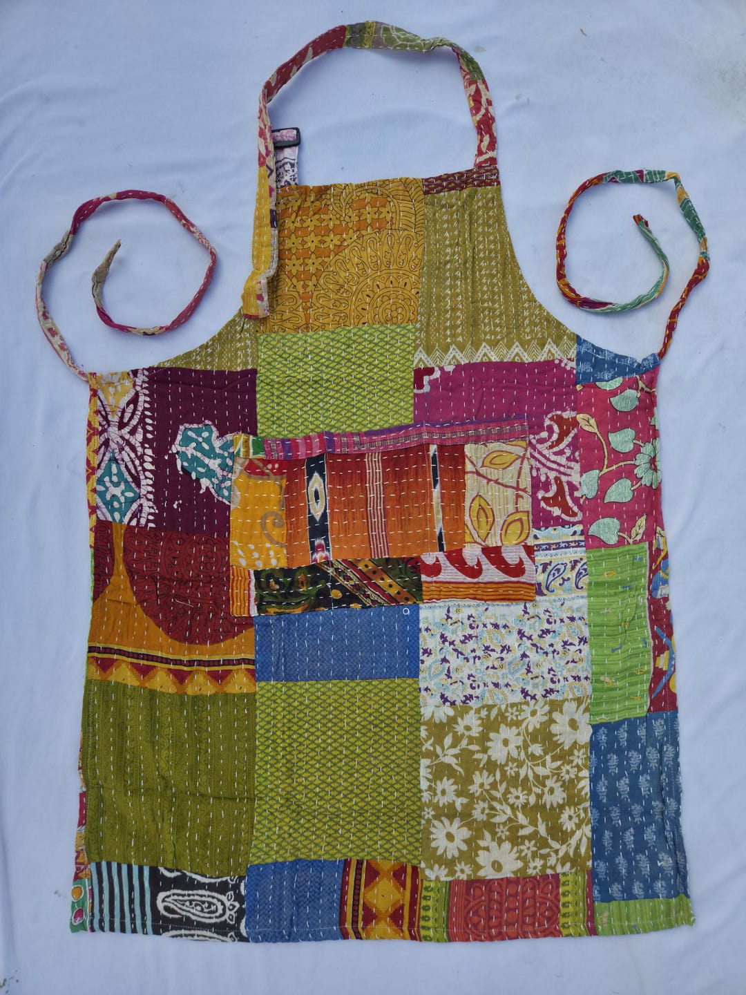 エプロン Kantha Quilt Apron Vintage Kantha Quilted Apron: Handmade