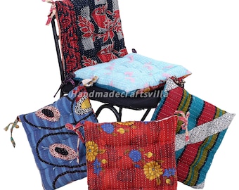 Assorted Kantha handmade Soft chair seat pad dining bed room garden kitchen mat cushion Seat Pad, 15x 15 inch (38x38 cm)