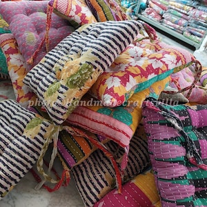 Kantha handmade Soft chair seat pad dining bed room garden kitchen mat cushion Seat Pad Rocking Chair Garden Bench Cushion Pad Cover Only image 4