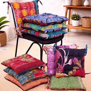 手作りのカンタコットンチェアクッション：キルティングパッチワークシートパッド（15×15×2インチ）