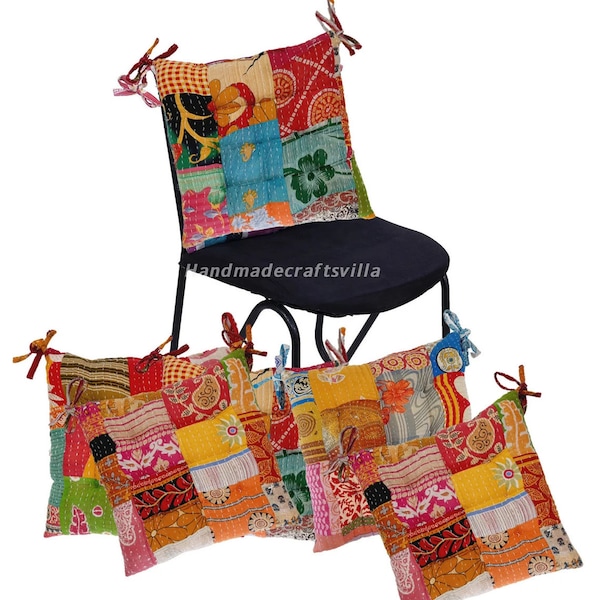 Assortiment mixte fait main Kantha coussin de siège de chaise doux chambre à manger chambre jardin coussin de tapis de cuisine Coussin d'assise, 38 x 38 cm (15 x 15 po.)