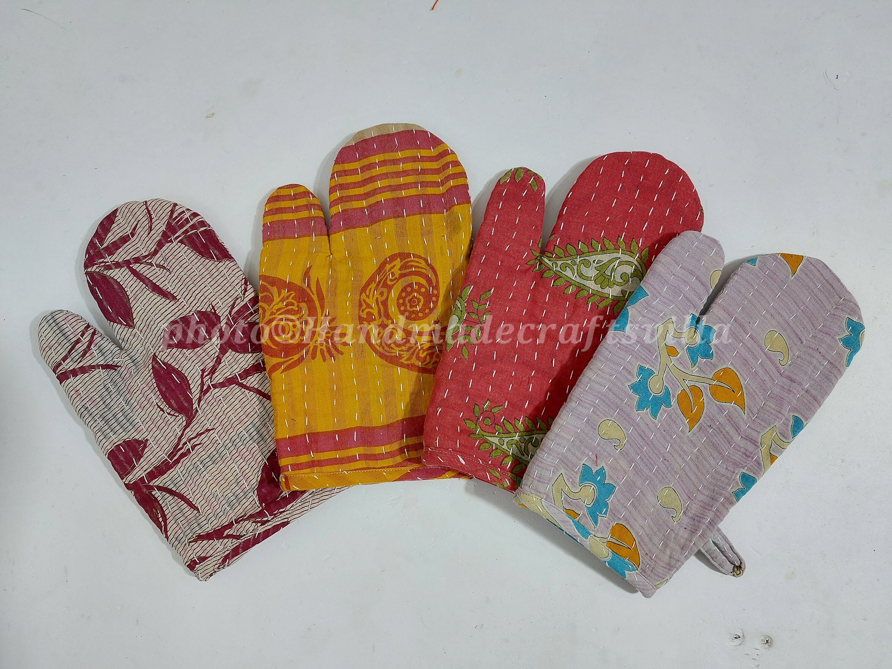 Oven Mitts and Pot Holders Set - 4pcs Long Cotton Puppet Oven Gloves & Hot  Pads with
