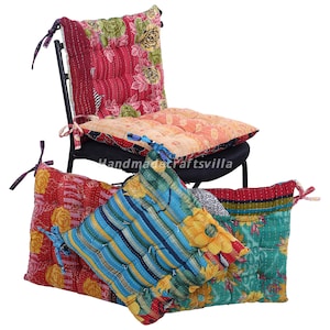 Vintage Kantha handmade Soft chair seat pad dining bed room garden kitchen mat cushion Seat Pad, 15x 15 inch 38x38 cm Set Of 1 Piece image 1