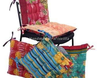 Vintage Kantha handmade Soft chair seat pad dining bed room garden kitchen mat cushion Seat Pad, 15x 15 inch (38x38 cm) Set Of 1 Piece