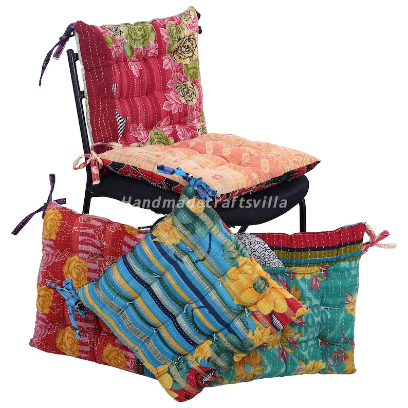 Vintage Kantha handmade Soft chair seat pad dining bed room garden kitchen mat cushion Seat Pad, 15x 15 inch 38x38 cm Set Of 1 Piece image 1