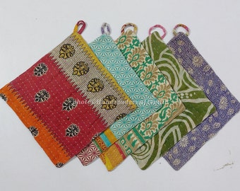 Vintage kantha handgemaakte katoenen 6-laags pannenlap set van 4 stuks, keukenpannenlap, kerstcadeau, moedercadeau, zustercadeau, keukengebruik