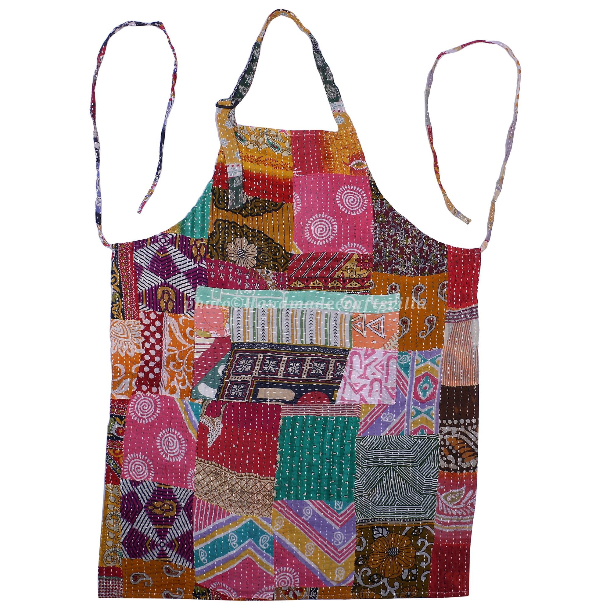 エプロン Kantha Quilt Apron Handmade Vintage Kantha Quilt Apron – Bohemian Cotton