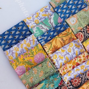 Assorted Napkin ,  20 Pcs  Hand block Printed Napkin 100% Cotton Cloth Napkins Eco Friendly Reusable Cloth Napkins