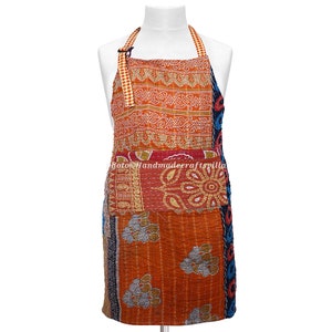 Vintage Kantha  handmade cotton quilted Patchwork Apron Indian  Kitchen apron 1 Piece