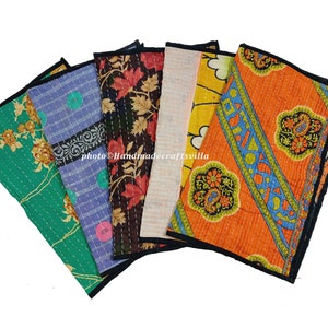 Mixed Assorted 5 Pcs Vintage Kantha towel,Handmade Colorful towel,Tea towel,Patchwork towel Kitchen towel, Soft towel, Cotton towel, image 10