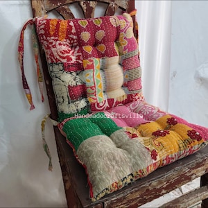 Chair Pad - Kantha handmade Soft chair seat pad dining bed room garden kitchen cushion Seat Pad Chair  Pad Garden Bench Cushion Pad 12 Piece
