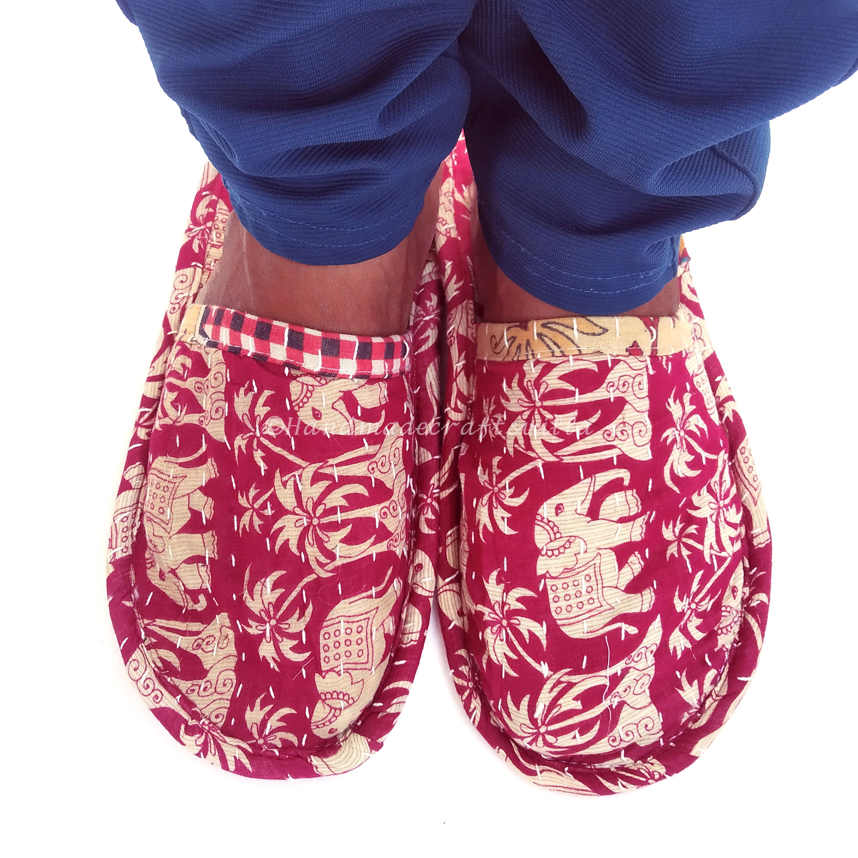 Vintage Kantha Elephant Print slippers Vintage slippers Mule Etsy