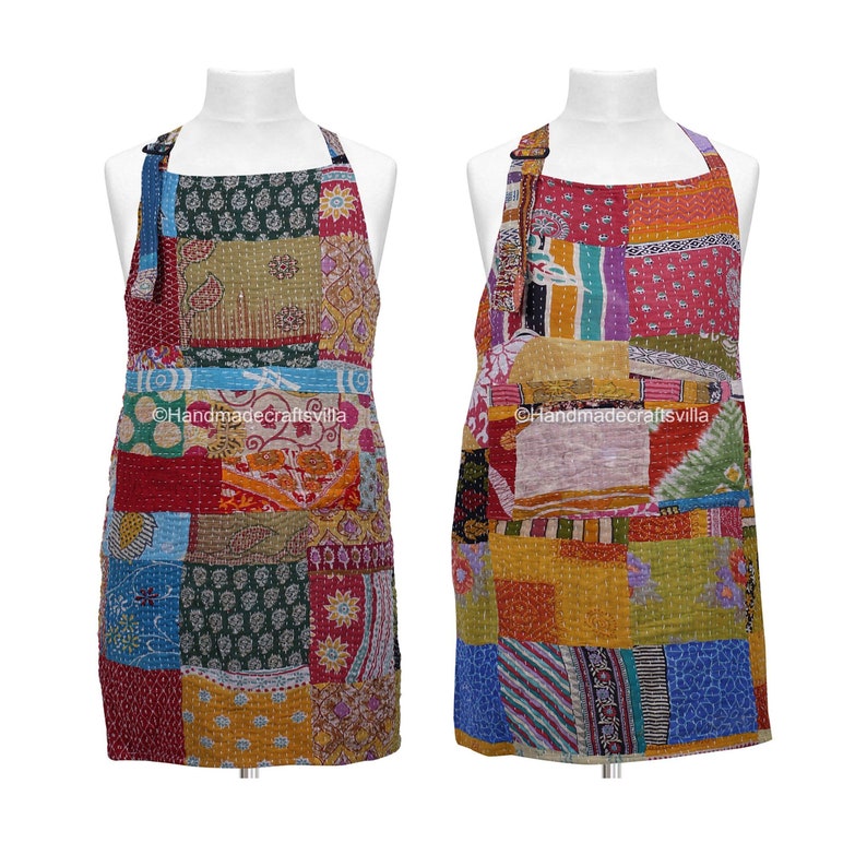 Vintage Kantha Handmade  Patchwork Quilted Apron, Bohemian Cotton Apron apron for women/Christmas gift/kitchen apron 